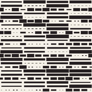 Vektör sorunsuz siyah ve beyaz düzensiz çizgi dikdörtgen ızgara desen. Trendy tek renkli doku. Geometrik arka plan tasarlamak