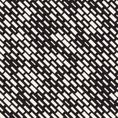 Vektör sorunsuz siyah ve beyaz düzensiz çizgi dikdörtgen ızgara desen. Trendy tek renkli doku. Geometrik arka plan tasarlamak