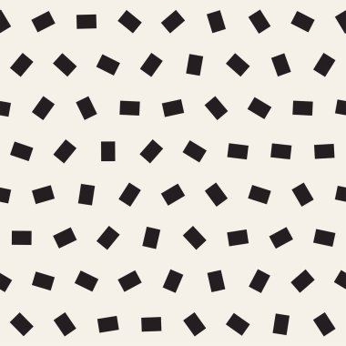 Geometrik şekiller dağınık. Tek renkli Funky doku. Vektör sorunsuz siyah ve beyaz düzensiz