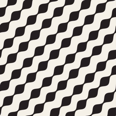 Vektör sorunsuz siyah ve beyaz çapraz dalgalı çizgiler desen