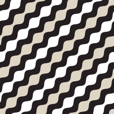 Vektör kesintisiz geometrik desen. Tek renkli dalgalı çizgiler. Zarif dalgalanma çizgili