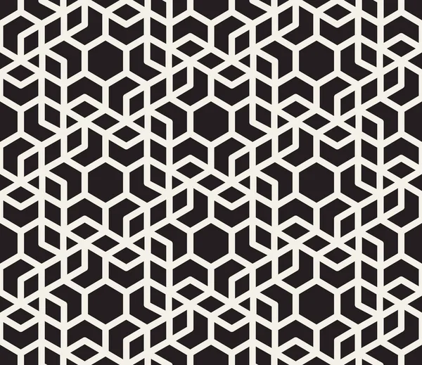 Modèle de grille géométrique hexagonale noire et blanche sans couture vectorielle — Image vectorielle