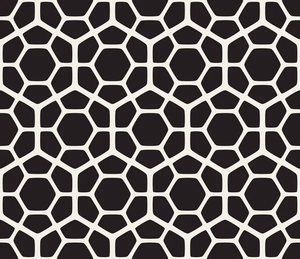 Vektör sorunsuz siyah ve beyaz geometrik altıgen yuvarlak ızgara desen