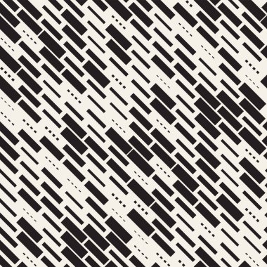 Vektör sorunsuz siyah ve beyaz düzensiz çizgi dikdörtgen ızgara desen. Trendy tek renkli doku.