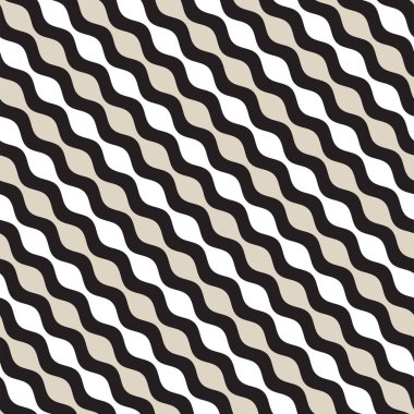 Vektör kesintisiz geometrik desen. Tek renkli dalgalı çizgiler. Zarif dalgalanma çizgili