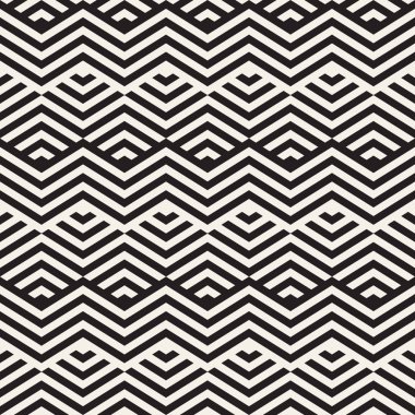 Soyut zikzak paralel çizgiler. Şık etnik süsleme. Vektör Seamless modeli. Yinelenen tek renkli arka plan