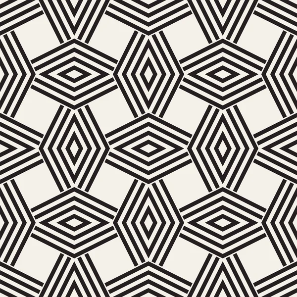 Adorno geométrico con rombos rayados. Patrón monocromático sin costura vectorial — Archivo Imágenes Vectoriales