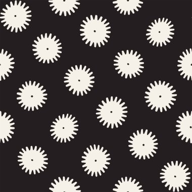 Vektör seamless modeli. Arka plan çiçek fırça darbeleriyle. Tek renkli elle çizilmiş doku