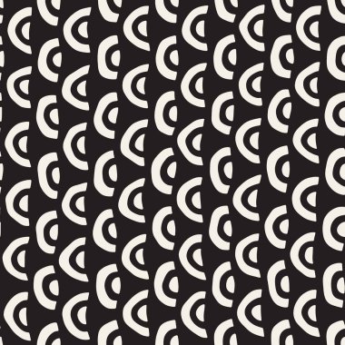 Kemerler ile siyah beyaz minimalist seamless modeli. Basit elle çizilmiş doku. Vektör arka plan yuvarlak Inky hatları ile