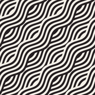 Dalgalı çizgilerle soyut geometrik desen. Titreşimli görüntüyü çizgili tasarım yuvarlanır. Sorunsuz vektör arka plan.