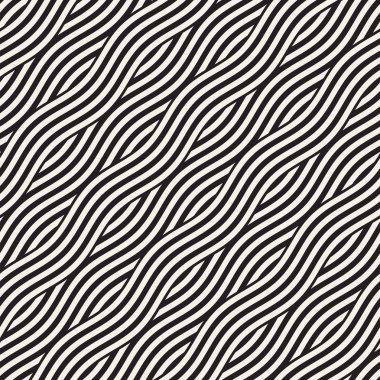 Dalgalı çizgilerle soyut geometrik desen. Titreşimli görüntüyü çizgili tasarım yuvarlanır. Sorunsuz vektör arka plan.