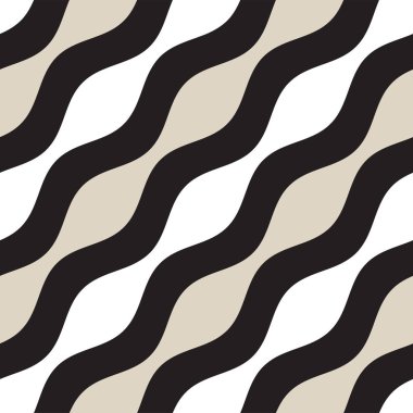 Vektör kesintisiz geometrik desen. Tek renkli dalgalı çizgiler. Zarif dalgalanma çizgili