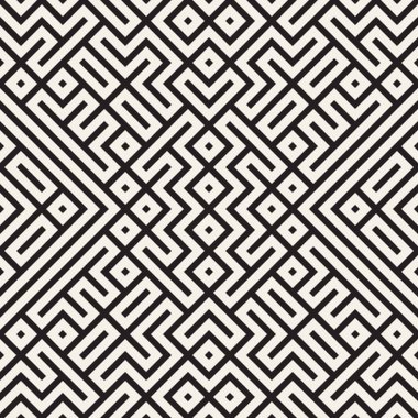 Simetrik çizgileri kafes ile geometrik etnik köken. Vektör soyut Seamless Modeli.