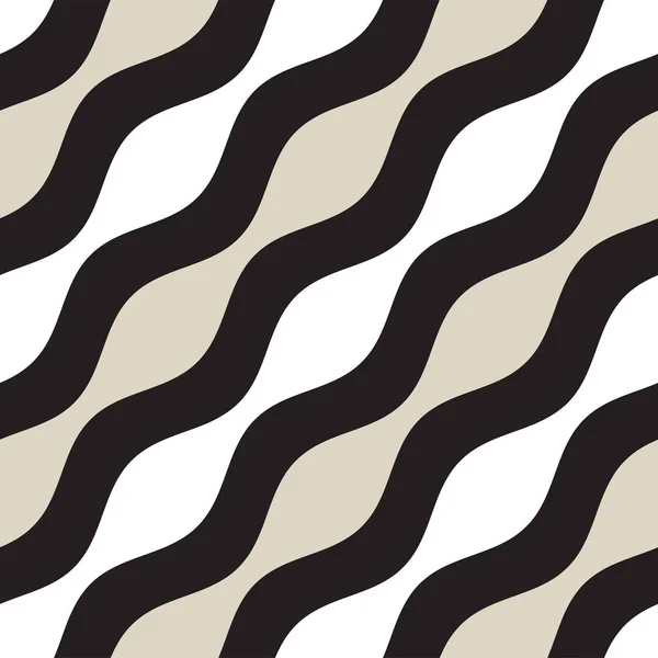 Vektor zökkenőmentes geometrikus minta. Fekete-fehér hullámos vonalak. Csíkos elegáns fodrozódás — Stock Vector