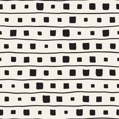 Vektör Seamless modeli. Fırça hatları ile arka plan. Tek renkli elle çizilmiş geometrik şekiller doku