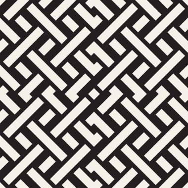 Satırları labirent kafes titreşim. Etnik tek renkli doku. Vektör sorunsuz siyah-beyaz desen