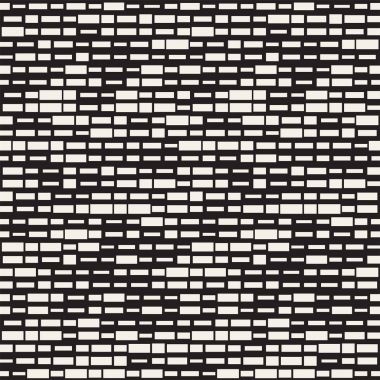 Vektör sorunsuz siyah ve beyaz düzensiz çizgi dikdörtgen ızgara desen. Geometrik arka plan tasarlamak