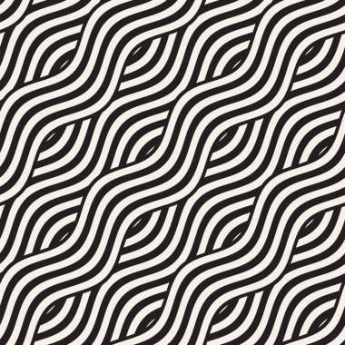 Dalgalı çizgilerle soyut geometrik desen. Titreşimli görüntüyü çizgili tasarım yuvarlanır. Sorunsuz vektör arka plan.