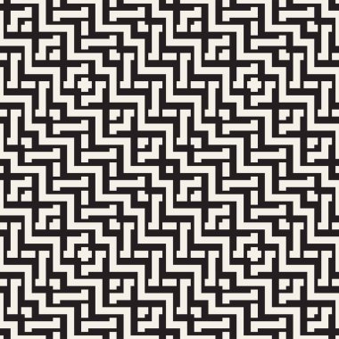Satırları labirent kafes titreşim. Etnik tek renkli doku. Vektör sorunsuz siyah-beyaz desen