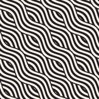 Dalgalı çizgilerle soyut geometrik desen. Titreşimli görüntüyü çizgili tasarım yuvarlanır. Sorunsuz vektör arka plan.