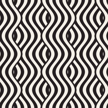 Dalgalı çizgilerle soyut geometrik desen. Titreşimli görüntüyü çizgili tasarım yuvarlanır. Sorunsuz vektör arka plan.