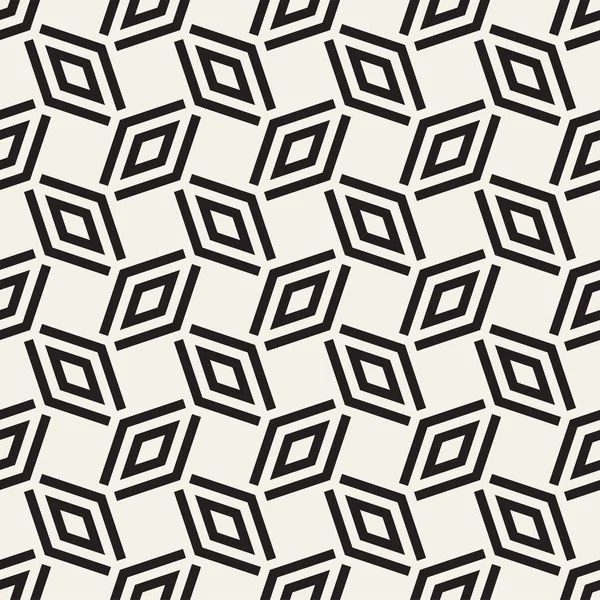 ストライプのひし形の幾何学的な飾り。シームレスな白黒パターン ベクトル — ストックベクタ