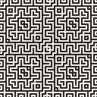 Labirent karışık satırları çağdaş grafik. Geometrik arka plan tasarlamak. Vektör Seamless Modeli.