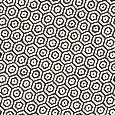 Altıgen kafes ile Seamless Modeli siyah beyaz. Petek arka plan yaratıcı tek renkli el çekilmiş.