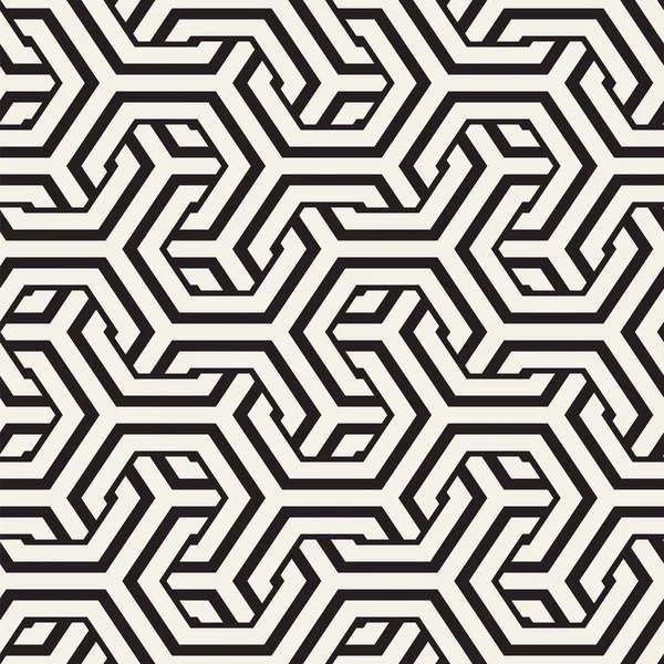 Modèle de lignes d'entrelacement sans couture vectoriel. Fond géométrique répétitif avec treillis hexagonal . — Image vectorielle