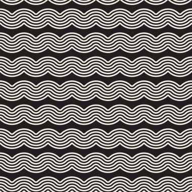 Sorunsuz dalgalı çizgi deseni. Yinelenen vektör doku. Şık çizgiler arka plan. Paralel dalgalar ile çağdaş grafik.