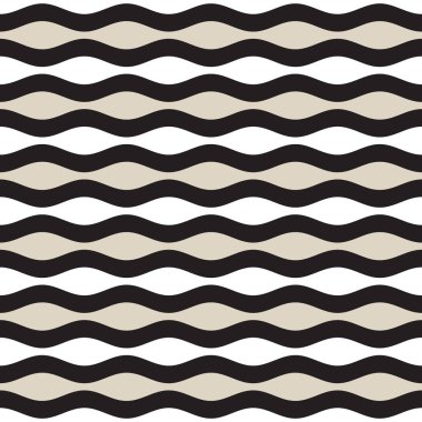 Vektör kesintisiz geometrik desen. Tek renkli dalgalı çizgiler. Zarif dalgalanma çizgili