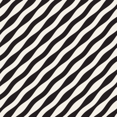 Dalgalı çizgiler vektör seamless modeli. Retro dalgalı doku. Geometrik çizgiler tek renkli tasarım.