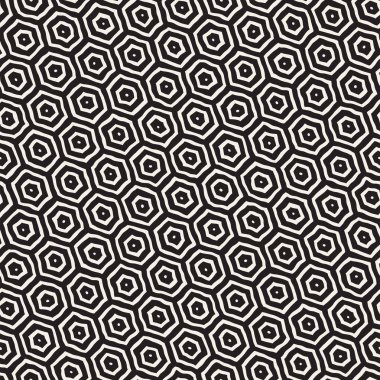 Altıgen kafes ile Seamless Modeli siyah beyaz. Petek arka plan yaratıcı tek renkli el çekilmiş.