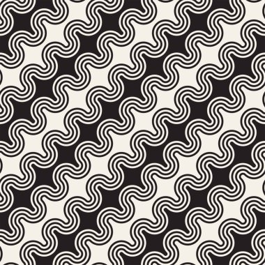 Sorunsuz dalgalı çizgi deseni. Yinelenen vektör doku. Şık çizgiler arka plan. Paralel dalgalar ile çağdaş grafik.