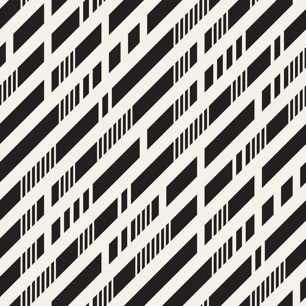 Black and White Irregular Dashed Lines Pattern. Abstract Vector Seamless Background — Stock Vector