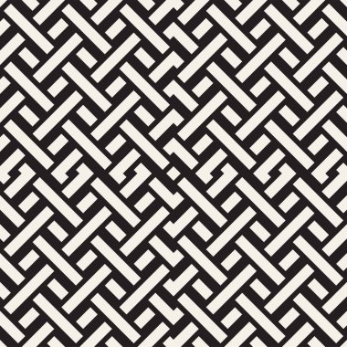Satırları labirent kafes titreşim. Etnik tek renkli doku. Vektör sorunsuz siyah-beyaz desen