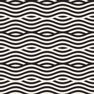 Dalgalı çizgilerle soyut geometrik desen. Titreşimli görüntüyü çizgili tasarım yuvarlanır. Sorunsuz vektör arka plan.