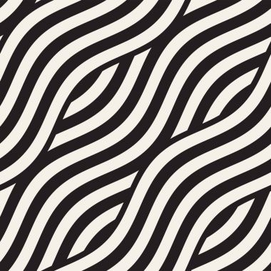 Dalgalı çizgilerle soyut geometrik desen. Titreşimli görüntüyü çizgili tasarım yuvarlanır. Sorunsuz vektör arka plan.