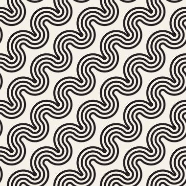 Sorunsuz dalgalı çizgi deseni. Yinelenen vektör doku. Şık çizgiler arka plan. Paralel dalgalar ile çağdaş grafik.