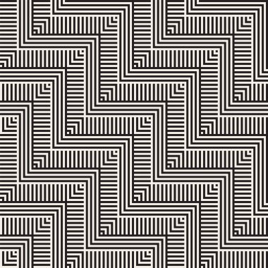 Soyut zikzak paralel çizgiler. Şık etnik süsleme. Vektör Seamless Modeli.