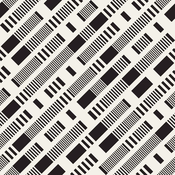 Schwarz und weiß unregelmäßige gestrichelte Linien Muster. abstrakter Vektor nahtloser Hintergrund — Stockvektor