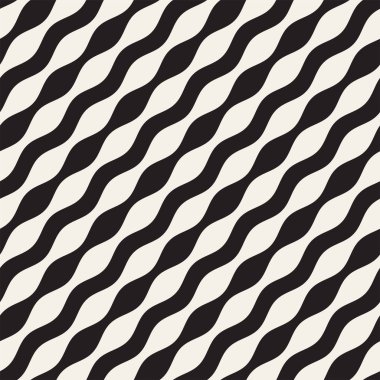 Dalgalı çizgiler vektör seamless modeli. Retro dalgalı doku. Geometrik çizgiler tek renkli tasarım.