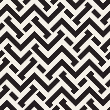 Satırları labirent kafes titreşim. Etnik tek renkli doku. Vektör sorunsuz siyah-beyaz desen