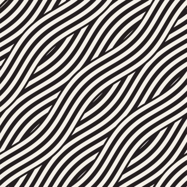 Dalgalı çizgilerle soyut geometrik desen. Titreşimli görüntüyü çizgili tasarım yuvarlanır. Sorunsuz vektör arka plan.