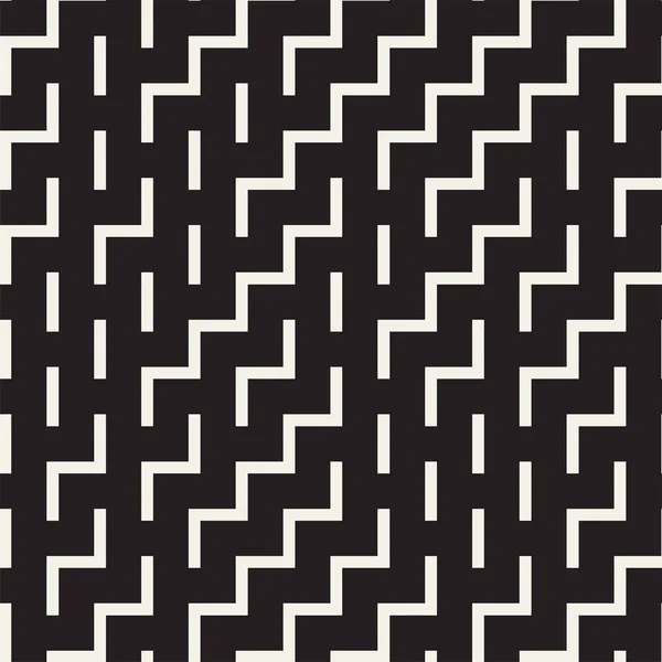 Onregelmatige doolhof vormen plavuizen hedendaagse grafisch ontwerp. Vector naadloze Black and White Pattern — Stockvector