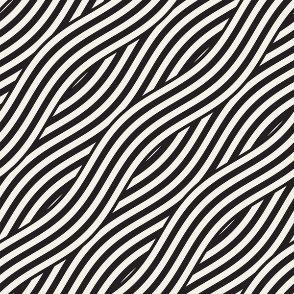 波線の抽象的な幾何学模様。インター レース縞デザイン丸みを帯びた。シームレスなベクトルの背景. — ストックベクタ