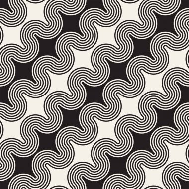 Sorunsuz dalgalı çizgi deseni. Yinelenen vektör doku. Şık çizgiler arka plan. Paralel dalgalar ile çağdaş grafik.