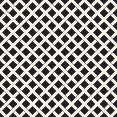 Seamless Modeli Örgü. Kesişen çizgiler kafes, arka plan örgü. Siyah ve beyaz geometrik vektör çizim.