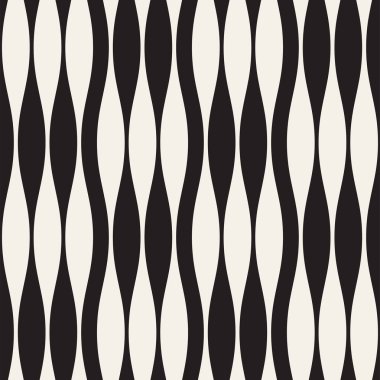 Dalgalı çizgiler vektör seamless modeli. Retro soyut dalgalı doku. Geometrik çizgiler tek renkli tasarım.