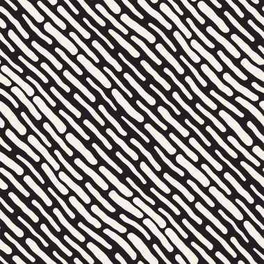 Arka arka plan ile yuvarlak fırça darbeleri. Tek renkli elle çizilmiş doku, dalgalı çizgilerle. Doodle vektör Seamless Modeli.